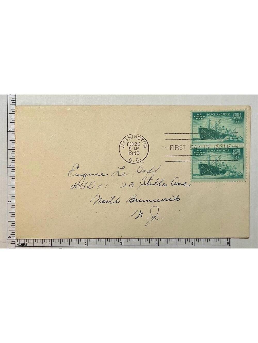 1946 Merchant Marine First Day Cover Scott #939 3� Green FDC